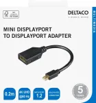 DELTACO DisplayPort - miniDisplayPort adapter 4K UHD 60Hz, 0.2m, black / MDP-DP1-K / R00110028