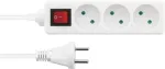 DELTACO 3-way socket Nordic Quality w/switch (D), 1m / 322105