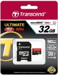 M&auml;lukaart TRANSCEND CARD microSD Card 32GB SDHC UHS1 600x w/Adap.
