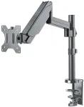 Manhattan TV & Monitor Mount, Desk, Full Motion (Gas Spring), 1 screen, Screen Sizes: 10-27", Black, Clamp or Grommet Assembly,VESA 75x75 to 100x100mm, Max 8kg, Lifetime Warranty