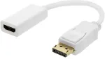 DELTACO DisplayPort male to HDMI female adapter, DisplayPort dual-mode (DP ++), gold-plated, 3840x2160 at 60Hz, 0.2m, white / DP-HDMI44