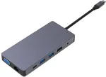 NONAME Adapter USB Type-C - 2x HDMI, VGA, LAN, 3x USB Type-A, SD, TF, USB Type-C PD100W, Aux