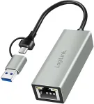 V&otilde;rgukaart LOGILINK USB-C to gigabit etherne t adapter with 2in1 USB