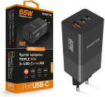 ALIGATOR charger PD65W, 2USB-C, 1xUSB-A, black