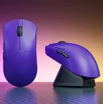 Hiir AULA LEOBOG GM3 Purple Mouse with Charging Dock