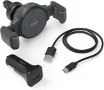 HAMA 00201677 FC10 Flex-Set Car Mobile Phone Charger 10W Wireless, QI Charge, anthracite