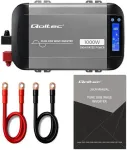 QOLTEC Przetwornica napięcia Pure Sine Wave | 12V na 230V | 500/1000W | LCD | USB | USB-C | Kompatibilność z LiFePo4 GEL AGM