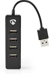 Nedis UHUBU2420BK interface hub USB 2.0 480 Mbit/s Black