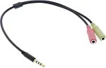 INLINE Audio Headset Adapterkabel 3.5mm Klinke Stecker 4pol. an 2x 3.5mm Klinke Buchse 0.15m