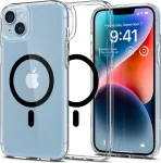 Spigen Kaitse&uuml;mbris Ultra Hybrid MagFit, Apple iPhone 14 Plus, l&auml;bipaistev musta MagSafe ringiga,