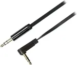 Deltaco Mobiiltelefoni kaabel heli,3.5mm-3.5mm nurkmine,0.5m,must painduv / AUD-120