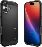 SPIGEN Kaitse&uuml;mbris Tough Armor T (MagFit), Apple iPhone 17, must, tugijalaga, MagSafe &uuml;hilduv, kaamera nupuga,