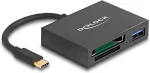 DELOCK USB-C&trade; Card Reader f&uuml;r XQD und SD Speicherkarten + USB 5 Gbps Typ-A Port