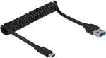 DeLOCK USB 10 Gbps Spiralkabel Typ-A Stecker zu USB Type-C&trade; Stecker