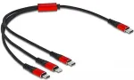 DELOCK USB Ladekabel 3 in 1 USB Type-C&trade; zu Lightning&trade; / Micro USB / USB Type-C&trade; 30 cm schwarz / rot