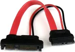 StarTech.com Slimline SATA auf SATA Adapter mit Strom Buchse/Stecker - SATA-Adapter - Serial ATA 150/300/600 - Slimline SATA 13-polig (W) - 22-poliges SATA (M) - Rot (SLSATAADAP6)