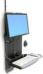 Monitor ERGOTRON Vertical Lift High Traffic Areas - Befestigungskit (Handgelenkkissen, Maushalterung, vertikale Verstellschiene, foldable keyboard platform, Mauspad) f&uuml;r LCD-Bildschirm/Tastatur/Maus (schmal) - Stahl - Schwarz - Bildschirmgr&ouml;&szlig;e: 61 cm ...