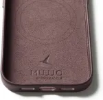 Mujjo Kaitse&uuml;mbris Apple iPhone 17 Pro, tumepunane, naturaalsest nahast, MagSafe &uuml;hilduv,