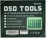 DSDTOOLS 3/8" PIKAD P&Otilde;RKEPEAGA "SPLINE" P&Auml;&Auml;STIKPEADE KOMPLEKT, 7 TK DS1195