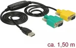 DELOCK Adapter USB 2.0 Typ-A > 2 x Seriell DB9 RS-232