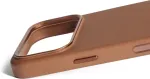 MUJJO Kaitse&uuml;mbris Apple iPhone 17 Pro, pruun, naturaalsest nahast, MagSafe &uuml;hilduv,