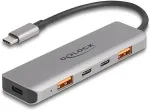 DELOCK USB 10 Gbps 2 Port USB Typ-A + 2 Port USB Type-C Hub mit USB Type-C Anschluss und PD 95 Watt