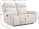 Home4you Diivan MAREN 2-kohaline manuaalne recliner 150x90xH104cm, beež