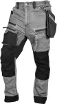 NEO TOOLS Spodnie robocze DENIM, wzmocnienia Cordura, odpinane kieszenie kaburowe, szare, rozmiar M