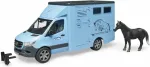Noname Bruder MB Sprinter animal transporter with horse, model vehicle (blue)