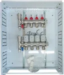 Noname Heating Manifold 4 Loops with Thermal Actuators NC AC230V and Flow Meters