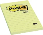 Post-it Suureformaadilised m&auml;rkmepaberid 102x152mm jooneline kollane