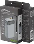 GEMBIRD PB20-PD65-LCD-01 Fast charging power bank with integrated cables, 65W, 20000 mAh, black