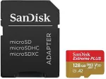 M&auml;lukaart SANDISK EXTREME PLUS MICROSDXC 128GB+SD ADAPTER 200MB/S 90MB/S A2 C10 V3