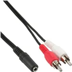 INLINE Cinch/Klinke Kabel - 2x Cinch Stecker an 1x 3,5mm Stereo Klinkenbuchse - 0,2m (89940L)