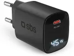 Sbs Charger GaN 45W, USB-C, LCD, Black