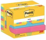 Post-it M&auml;rkmepaber Energetic 38x51mm v&auml;rviline, 12 tk