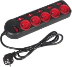 Maclean MCE204 power extension 1.5 m 5 AC outlet(s) Indoor Black, Red