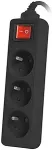 LANBERG Power strip 3m, black, 3 sockets, with switch, cable made of solid copper