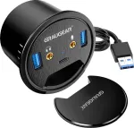 GrauGear USB 3-Port Tisch Hub m. Audio- u. Mikrofonanschluss