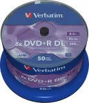 Toorikud VERBATIM - 50 x DVD+R DL - 8,5GB (240 Min.) 8x - mattes Silber - Spindel - Speichermedium (43758)