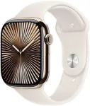 APPLE Watch Series 10 GPS + Cellular 46mm Gold Titanium Case with Starlight Sport Band - M/L
