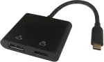 DELTACO USB-C MST Hub 2x 4K/60Hz, HDMI + DP, black, 0,1m / USBC-HDDP