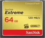 M&auml;lukaart SANDISK Card 64GB Extreme CompactFlash Speicherkarte 120MB/s