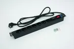 Triton 19", 7xCZ socket switch, lightning arrester, 2m, RAL9005, FLEX