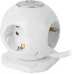 ENTAC Steckdosenball 3fach mit USB 1,5m Schalter wei&szlig;