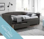 Home4you Voodi GENESIS 90x200cm, madratsiga HARMONY TOP, pruunikashall