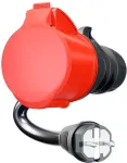 Go-e adapter for Gemini flex 22 kW, CEE red three-phase current 32A > household socket (black, 30cm)