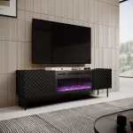 Cama MEBLE RTV cabinet with electric fireplace ONDA 180x40x39-58 black (standing or wall mounted)