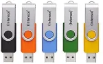 M&auml;lukaart Intenso Office Line Multipack 16 GB (5 USB-A 3.2 USB sticks in yellow, green, black, blue + orange)