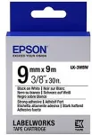 EPSON TAPE LK-3WBW STRNG ADH ADHESIVE LK-3WBW BLACK/WHITE 9MM